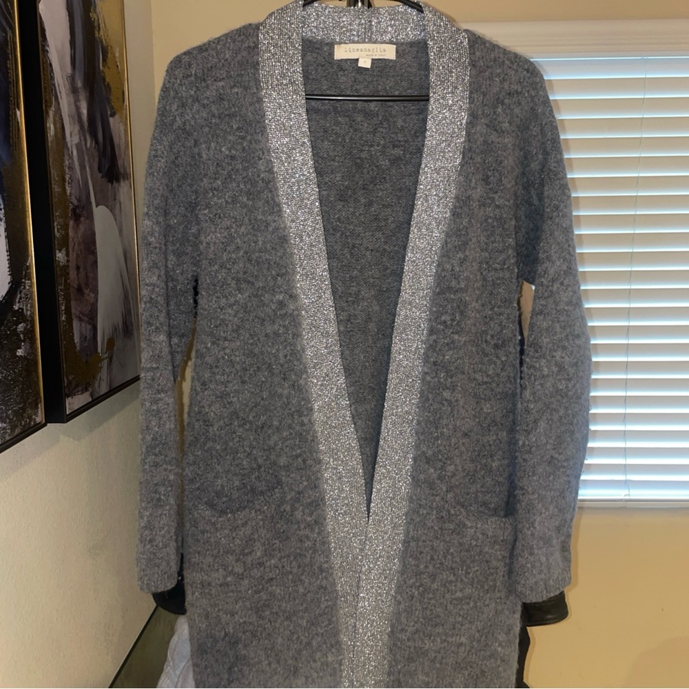 Catherine Malandrino Gray and Silver Cardigan
